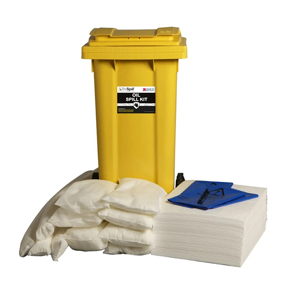 Oil Spill Kit in Wheelie Bin – Absorbs Oils, Fuels and Solvents Safely
